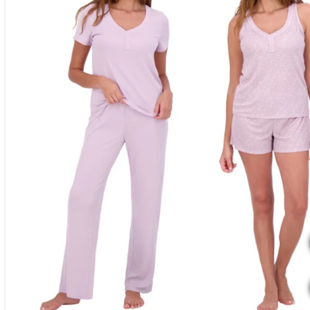 Live 2 Lounge Light Purple Pajama 4 Piece Set for Women Size Small
